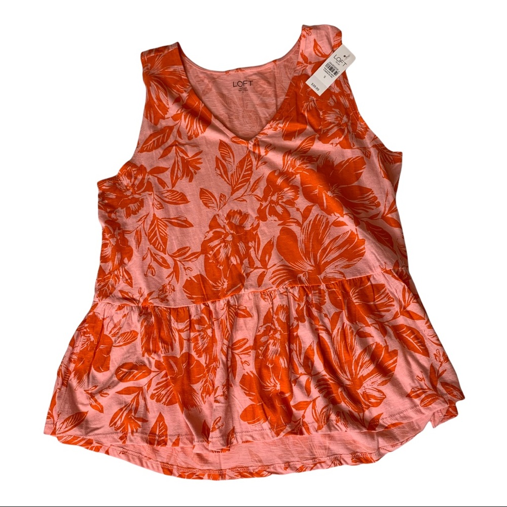LOFT  Outlet Women’s Pink and Orange Tropical Top Sleeveless NWT